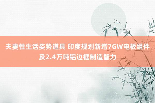 夫妻性生活姿势道具 印度规划新增7GW电板组件及2.4万吨铝边框制造智力